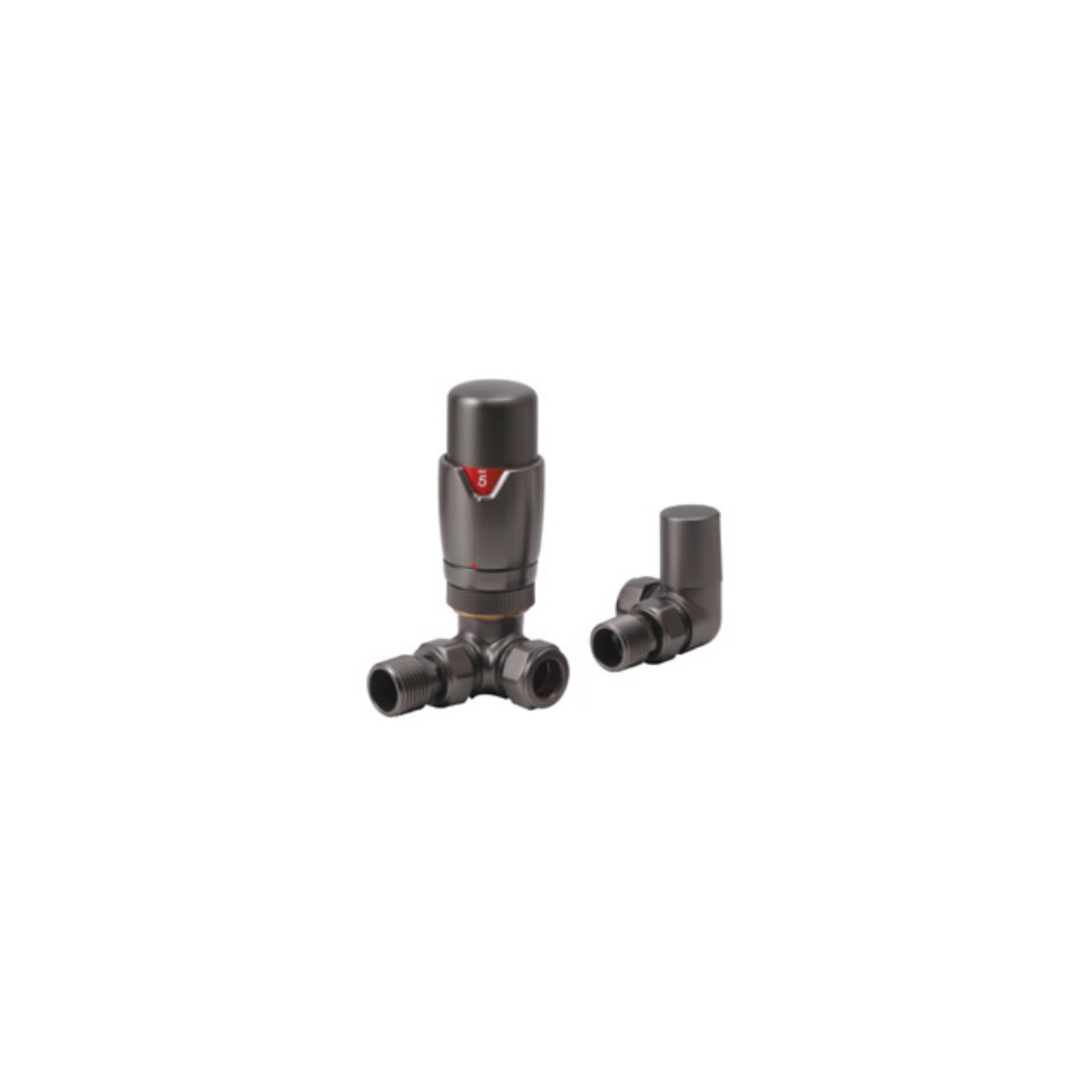 Cutout image of Redroom by Barwick Gunmetal Corner Thermostatic Radiator Valves